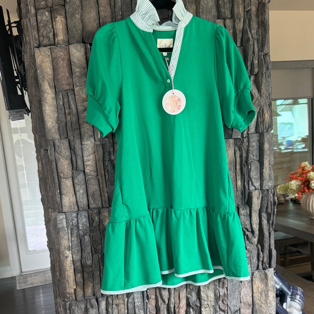 Umgee Vibrant Green Top with Striped Detail